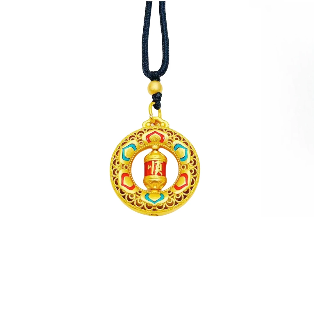 米梵缇 铜布艺项链 国潮风珐琅掐丝镂空莲花颈链女