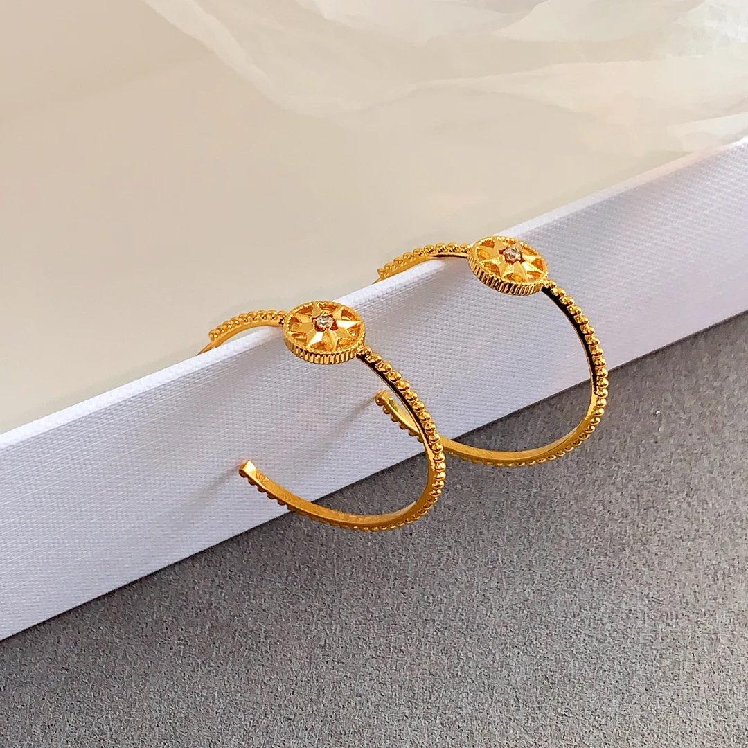 米梵缇 铜合金耳饰 欧美高级八芒星轻奢夸张耳圈耳环女