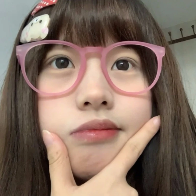 韩版复古磨砂粉色可爱甜妹素颜眼镜度数近视方圆脸亚比二次元cos