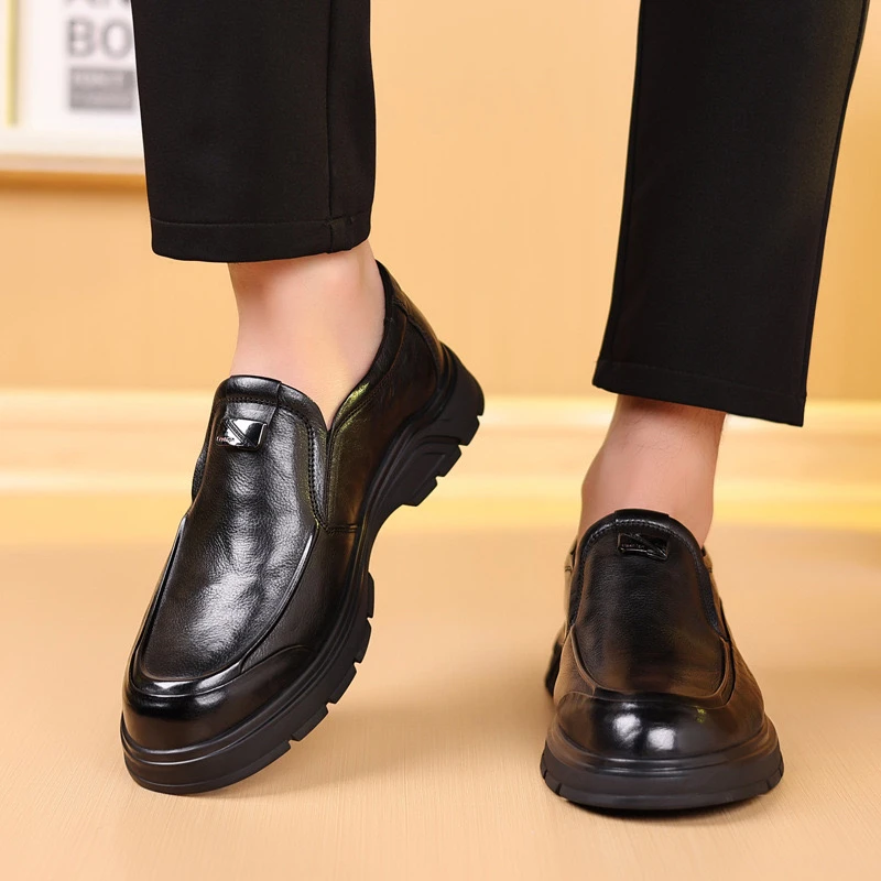 H1冬款加绒真牛皮男士皮鞋新疆包邮