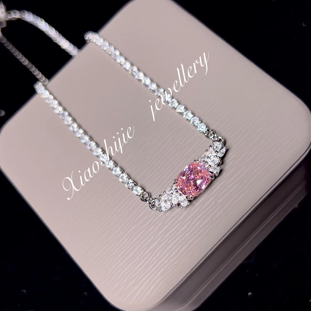 铜合金项链 樱花粉微笑项链X0364