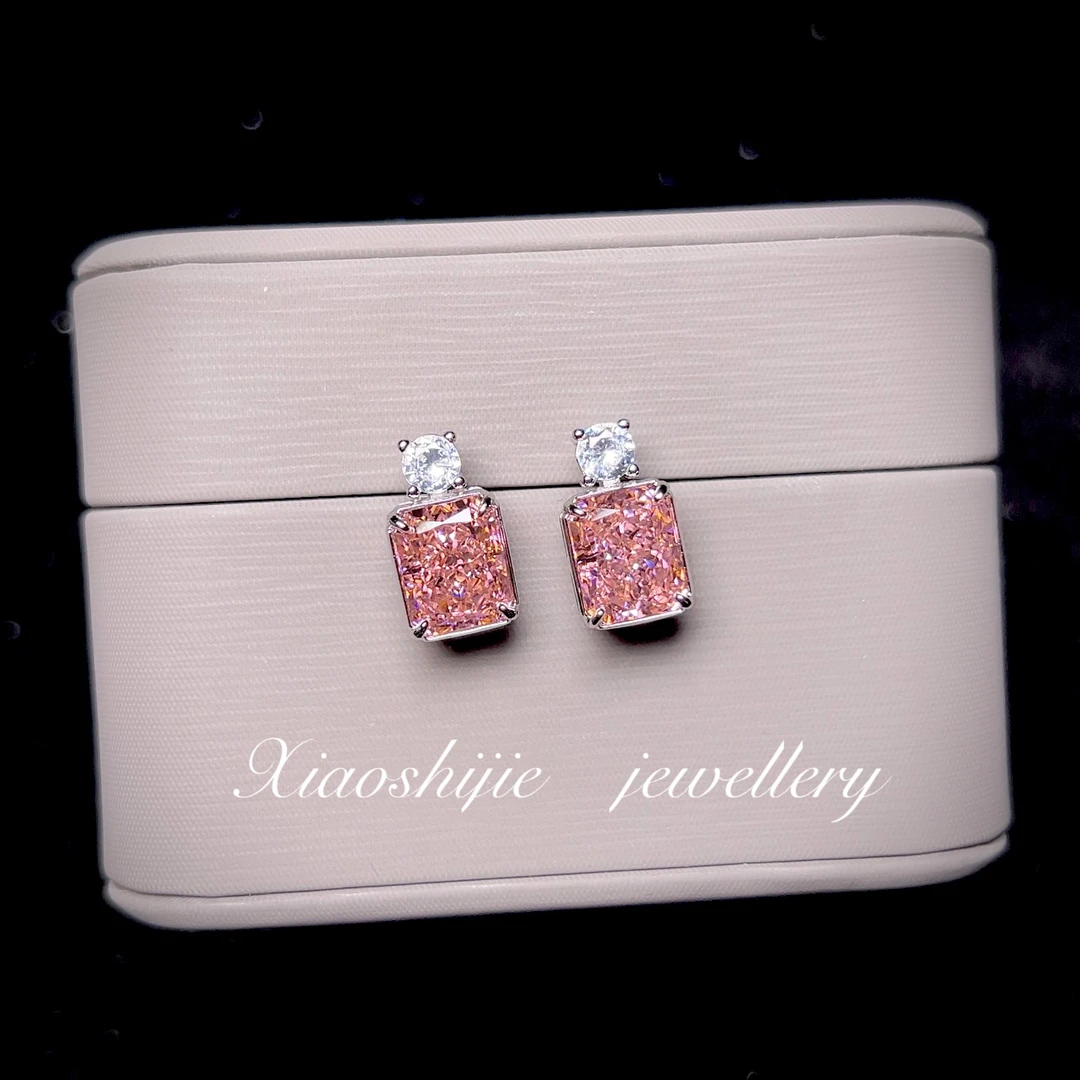 铜合金合成锆石耳饰 【小精品】樱花粉香水瓶耳钉E0387