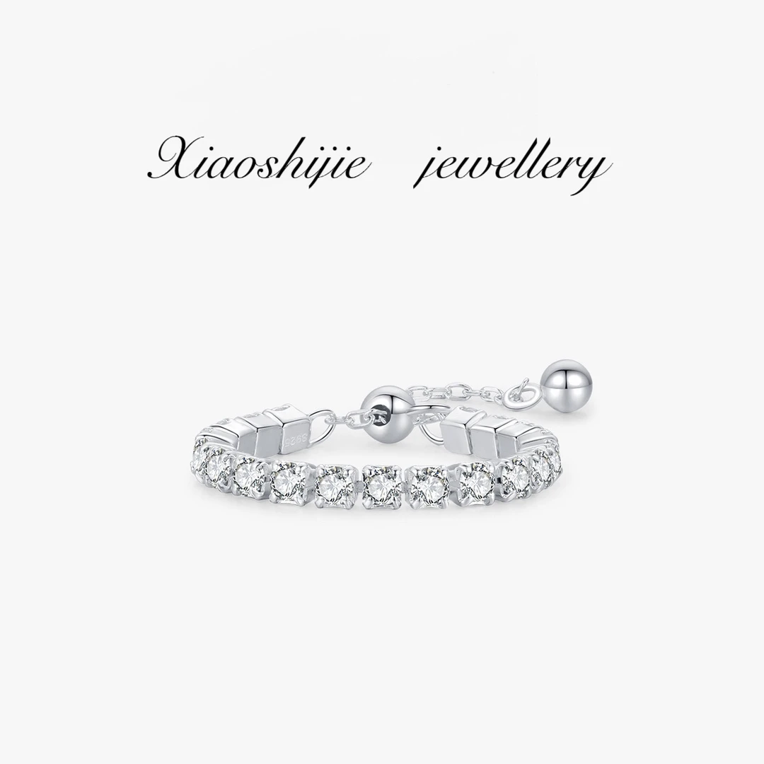 925银合成锆石戒指 满钻链条戒指J0477