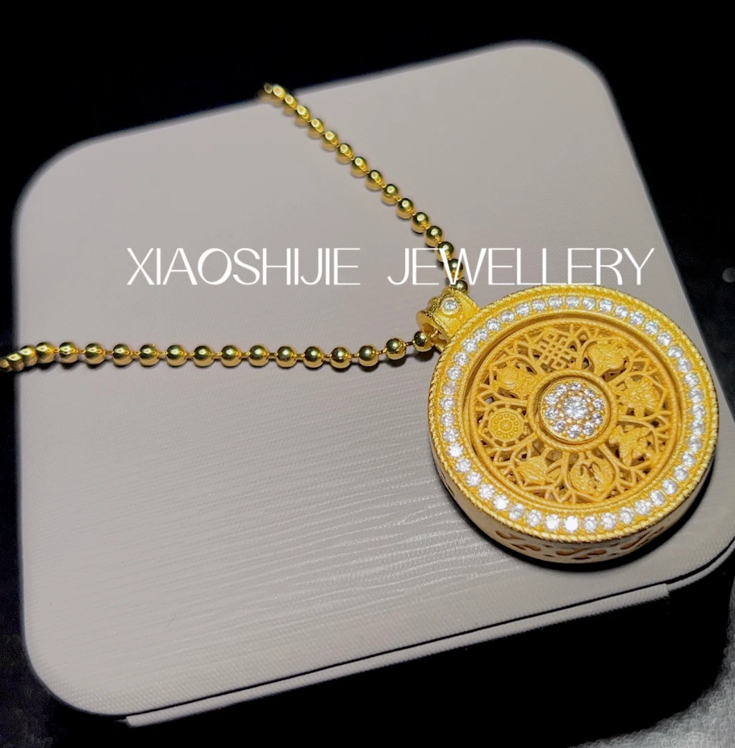 铜合金项链 磨砂金罗盘项链X0089