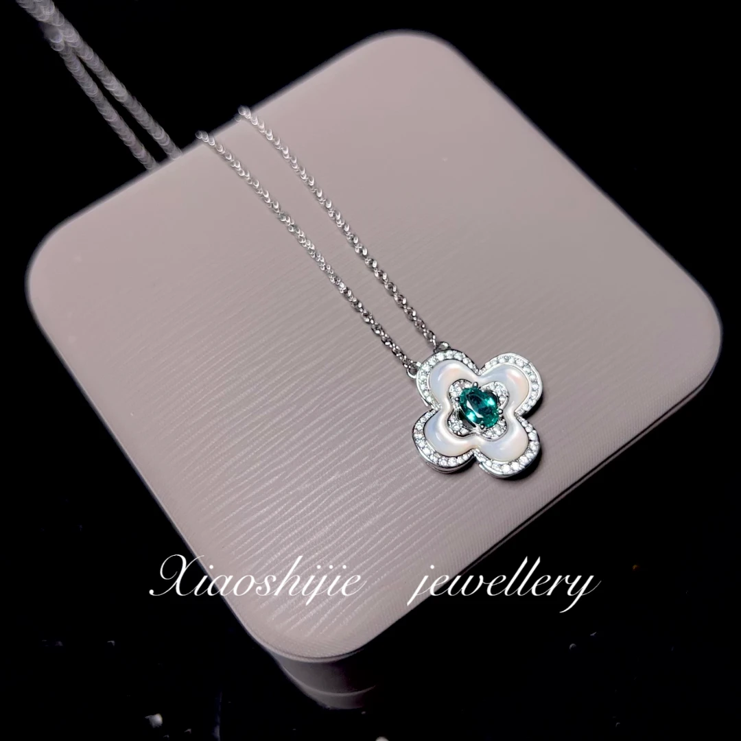 铜合金项链 帕拉绿白贝四叶草项链G0051