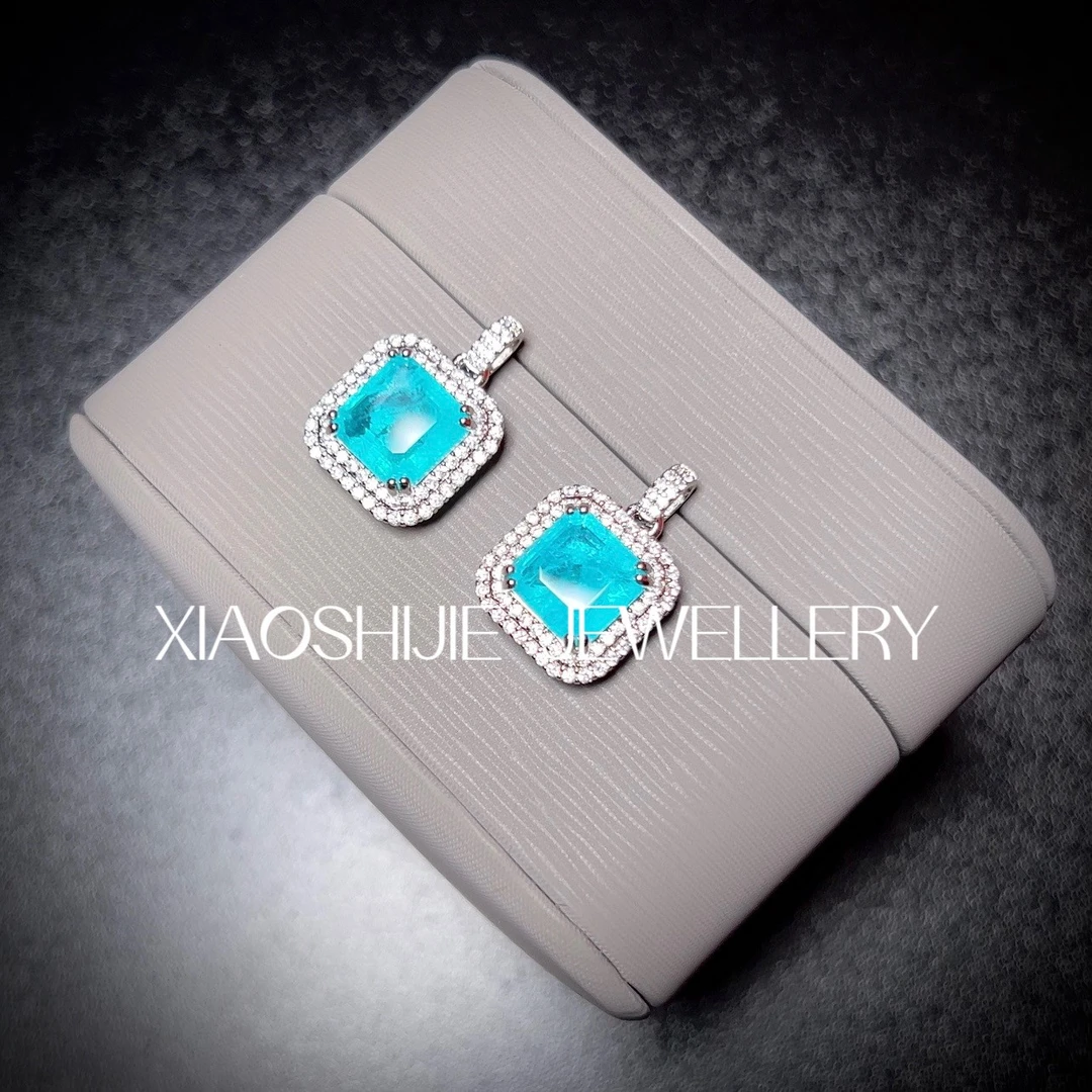 铜合金合成锆石耳饰 帕蓝方糖耳环T0185