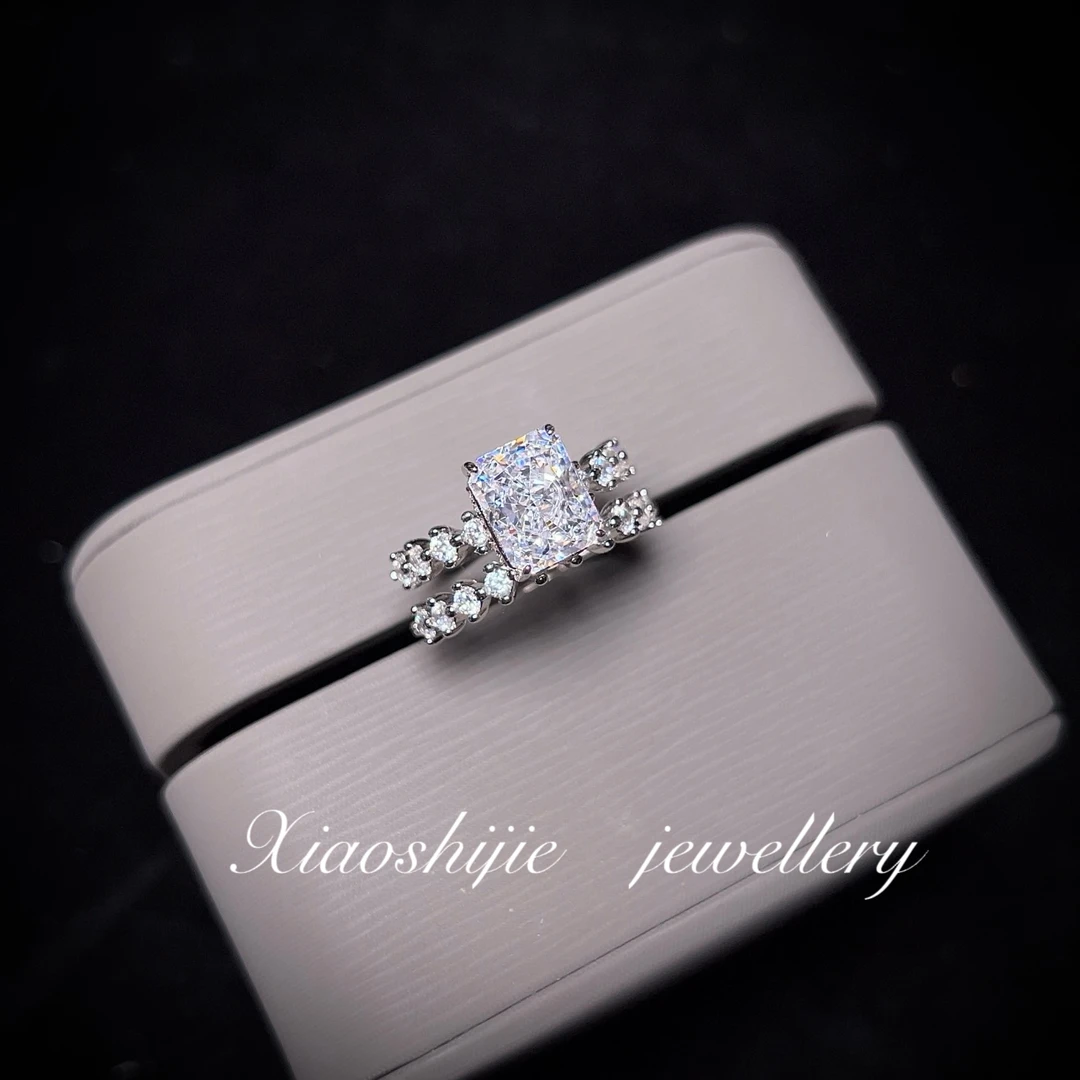 铜合金合成锆石戒指 新双层叠戴白冰戒指J0574