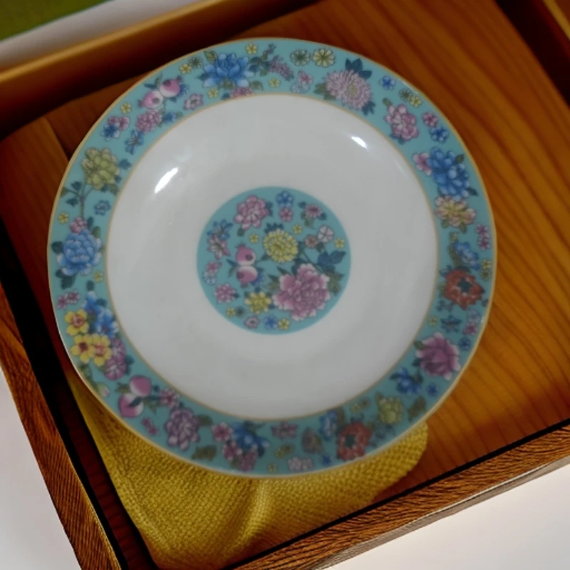 口径8寸/20cm景德镇陶瓷湖水蓝珐琅彩盘231