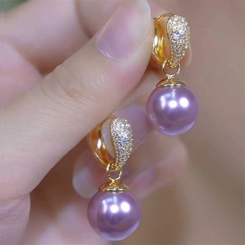 铜合金耳饰 轻奢紫色镶钻耳扣2024新款爆款耳环女气质小众耳饰