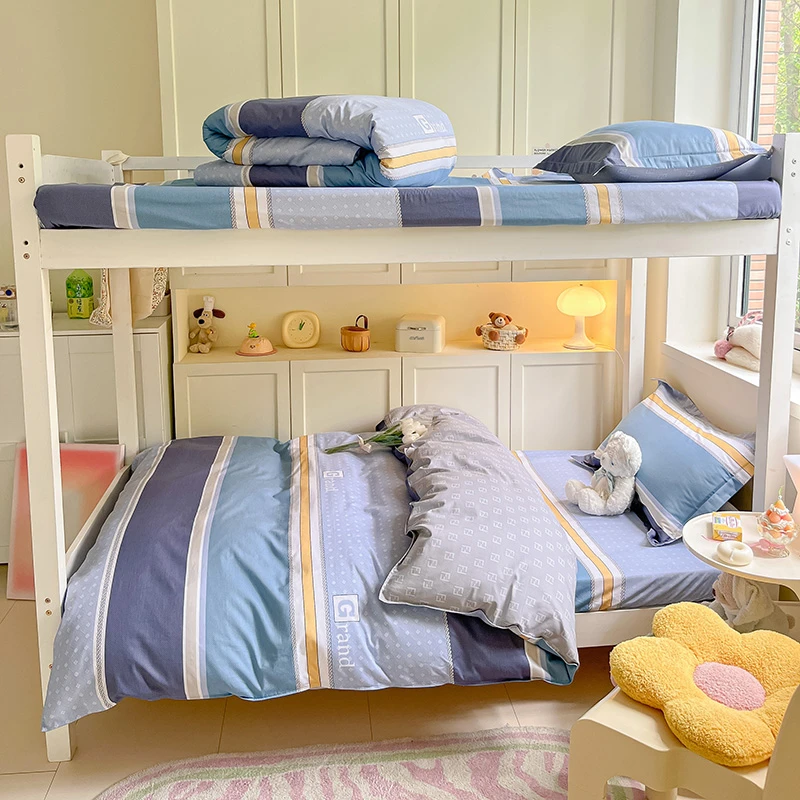 新款简约学生宿舍单人全棉床单三件套上下铺