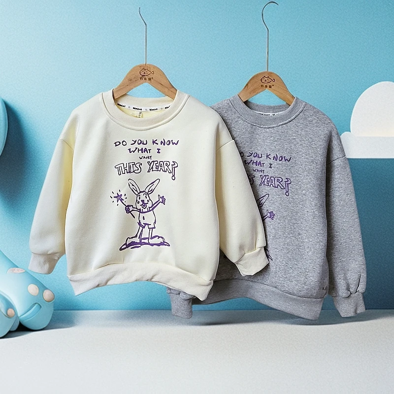 4809男女童加绒款圆领卫衣洋气冬季宝宝长袖休闲打底