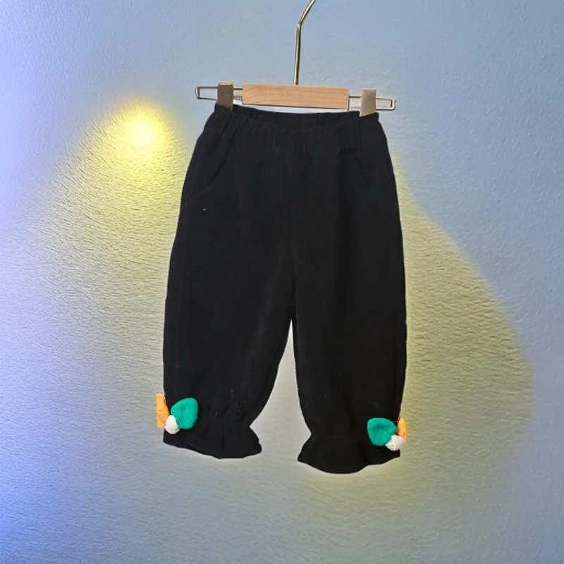 F7女童条绒灯芯绒一体绒休闲宝宝小童装秋冬加绒裤子