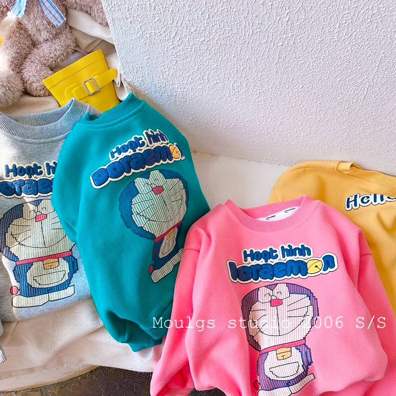 4035儿童加绒卫衣冬季男女宝宝卡通加厚套头上衣