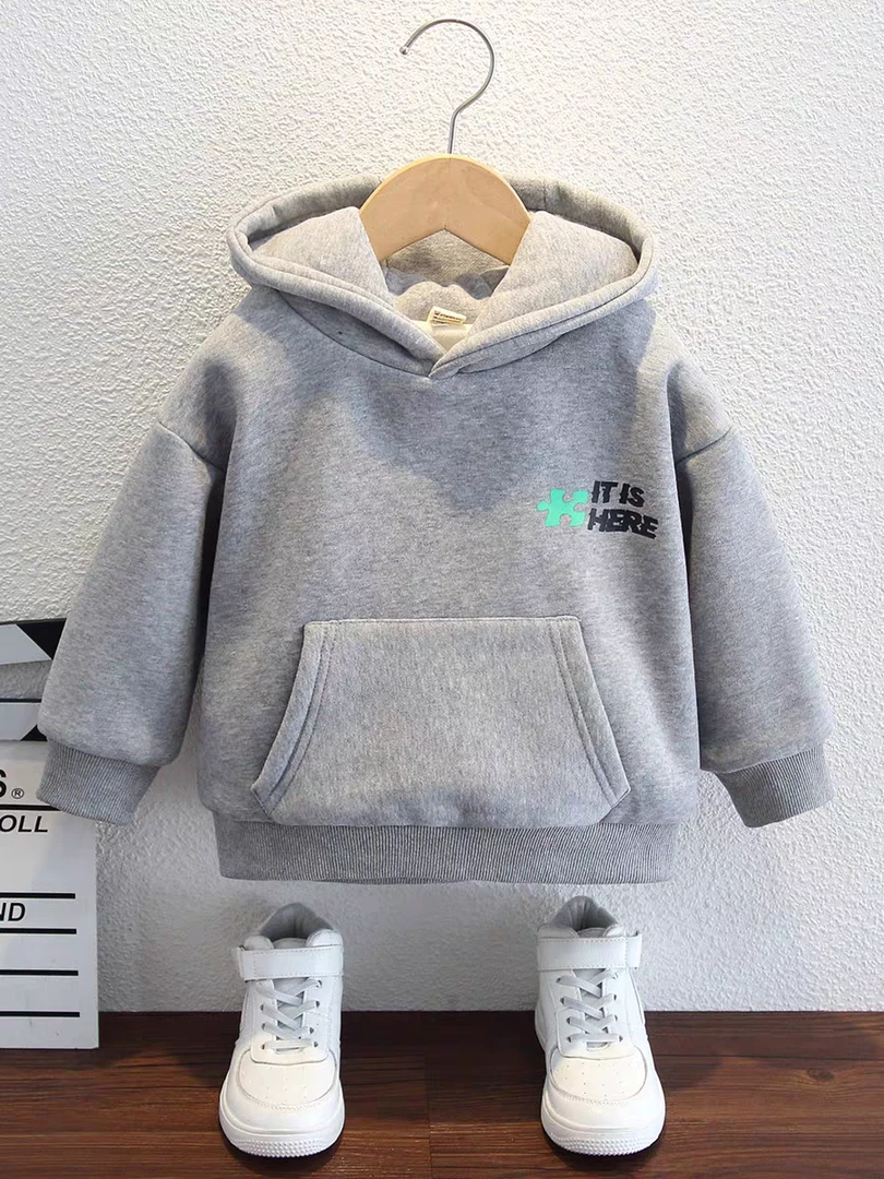 3948男女童秋冬加绒卫衣宝宝加厚洋气连帽上衣