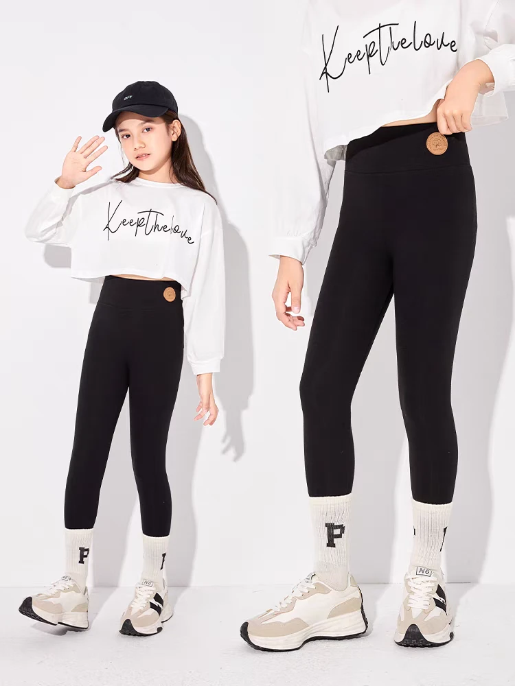 4002儿童加绒加厚鲨鱼裤女童冬季高腰外穿打底裤宝宝芭比裤