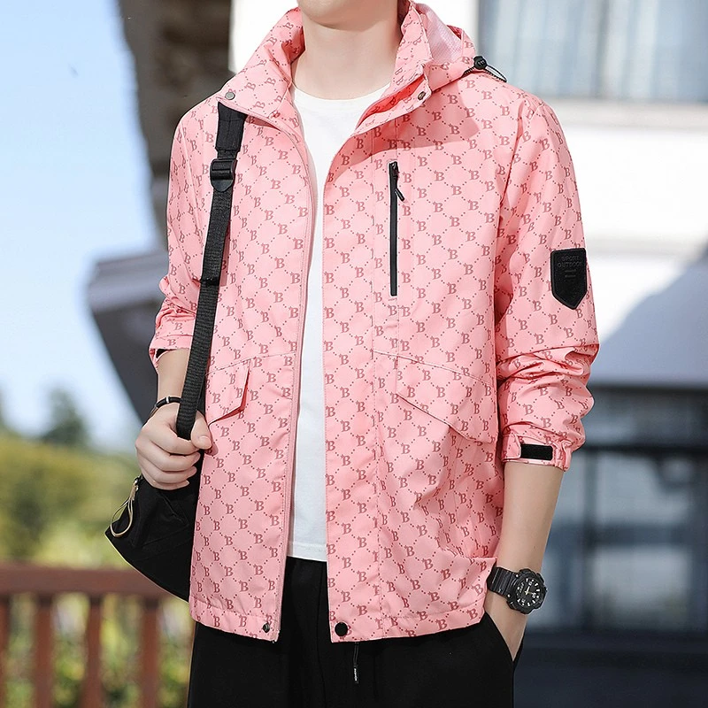 WICESANT外套男士秋季新款潮流上衣休闲运动连帽户外夹克男防风