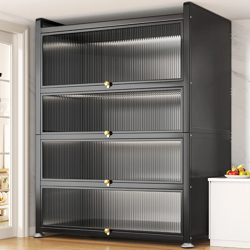 【送货上门】带柜门厨房置物架多层餐边柜带门碗柜防尘收纳柜落地