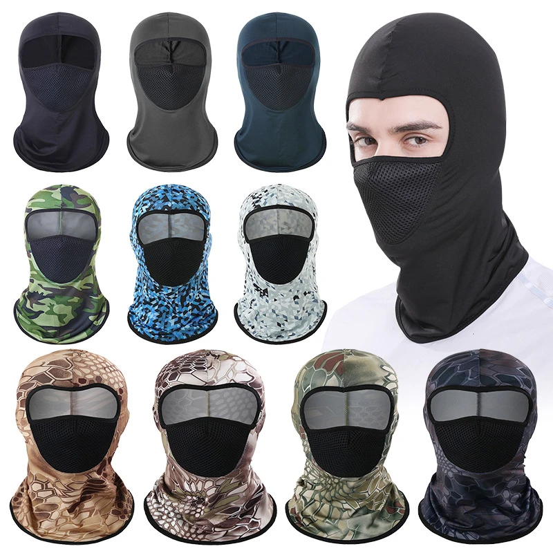 春夏季护颈一体防晒面罩防紫外线迷彩冰丝套头帽网空透气骑行头套