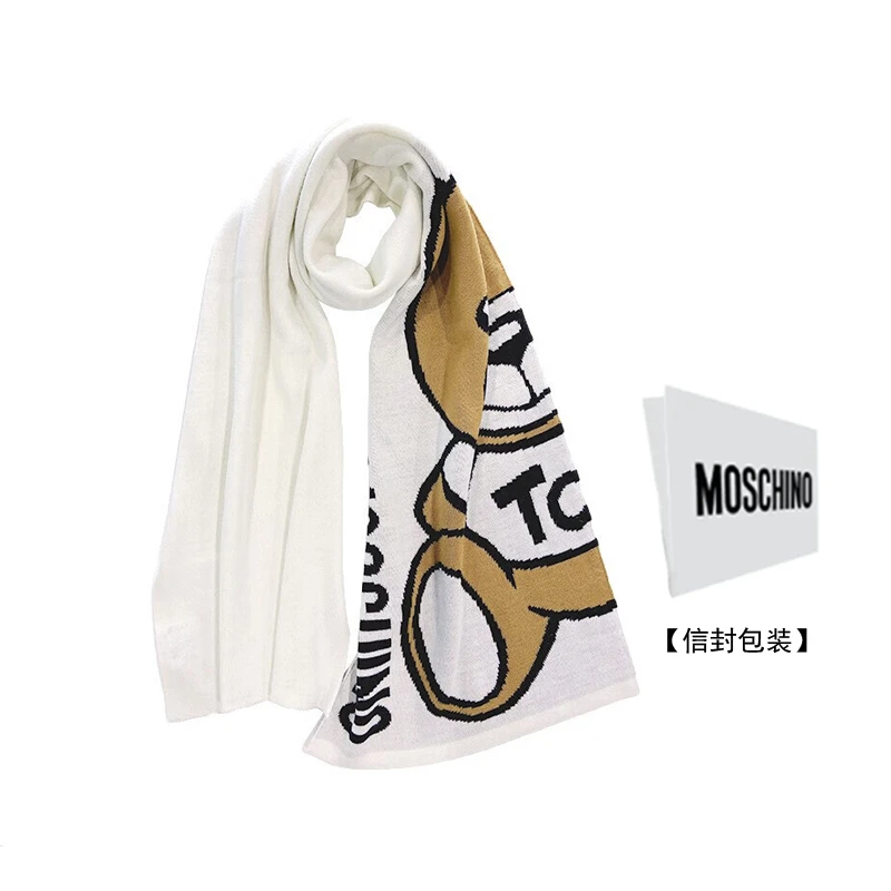 莫斯奇诺 MOSCHINO男女同款围巾白色30673M2556002