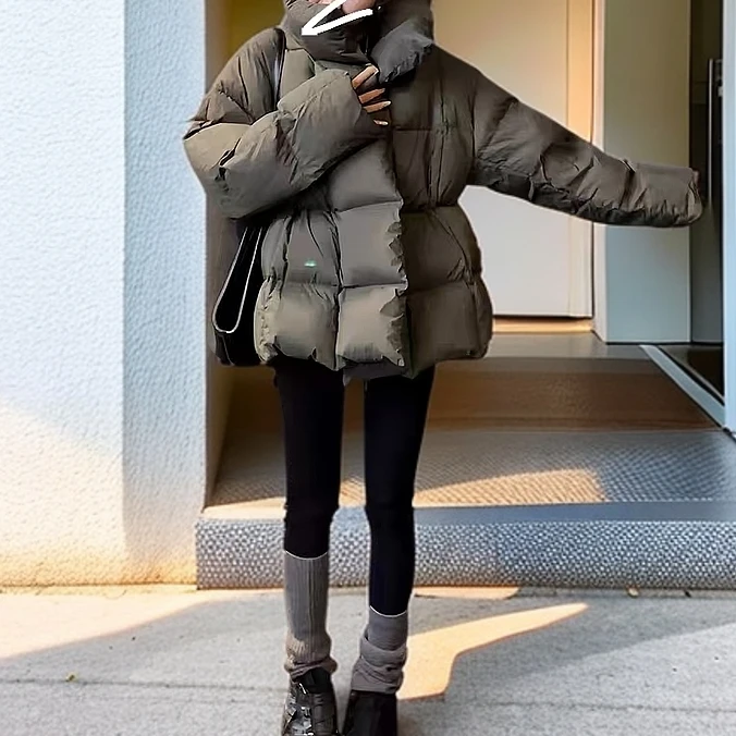 “奶油泡芙“”廓形棉服~蓬松轻盈白富美立领时尚百搭小个子外套