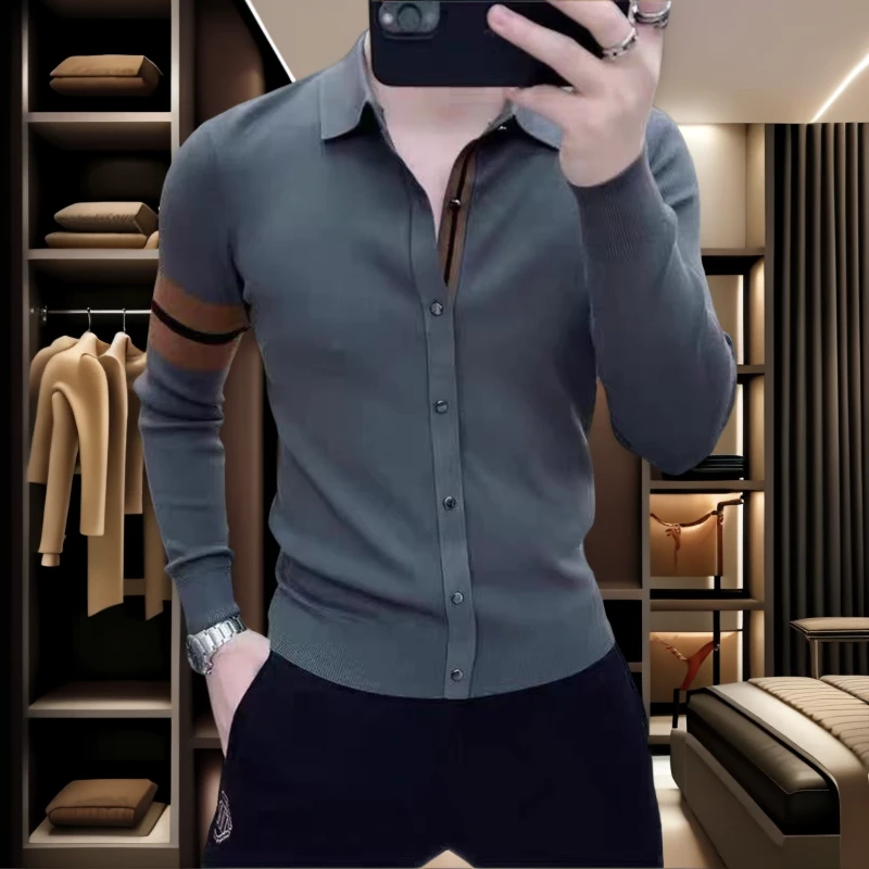 轻奢针织毛衣POLO男士秋季新款打底衫时尚百搭潮流帅气男休闲上衣