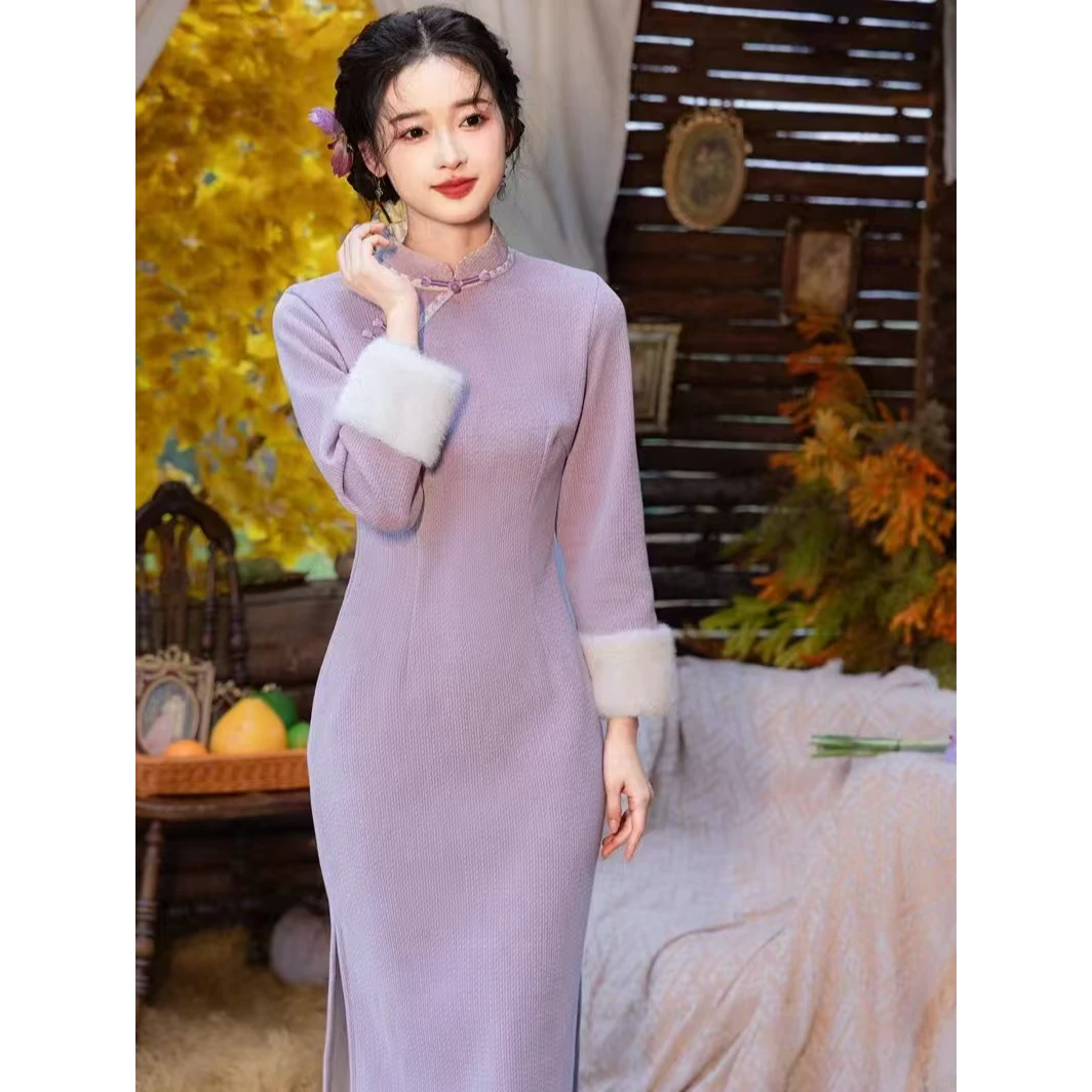 【小确幸】秋冬款中国风传统款微胖女生小个子旗袍女款新中式旗袍