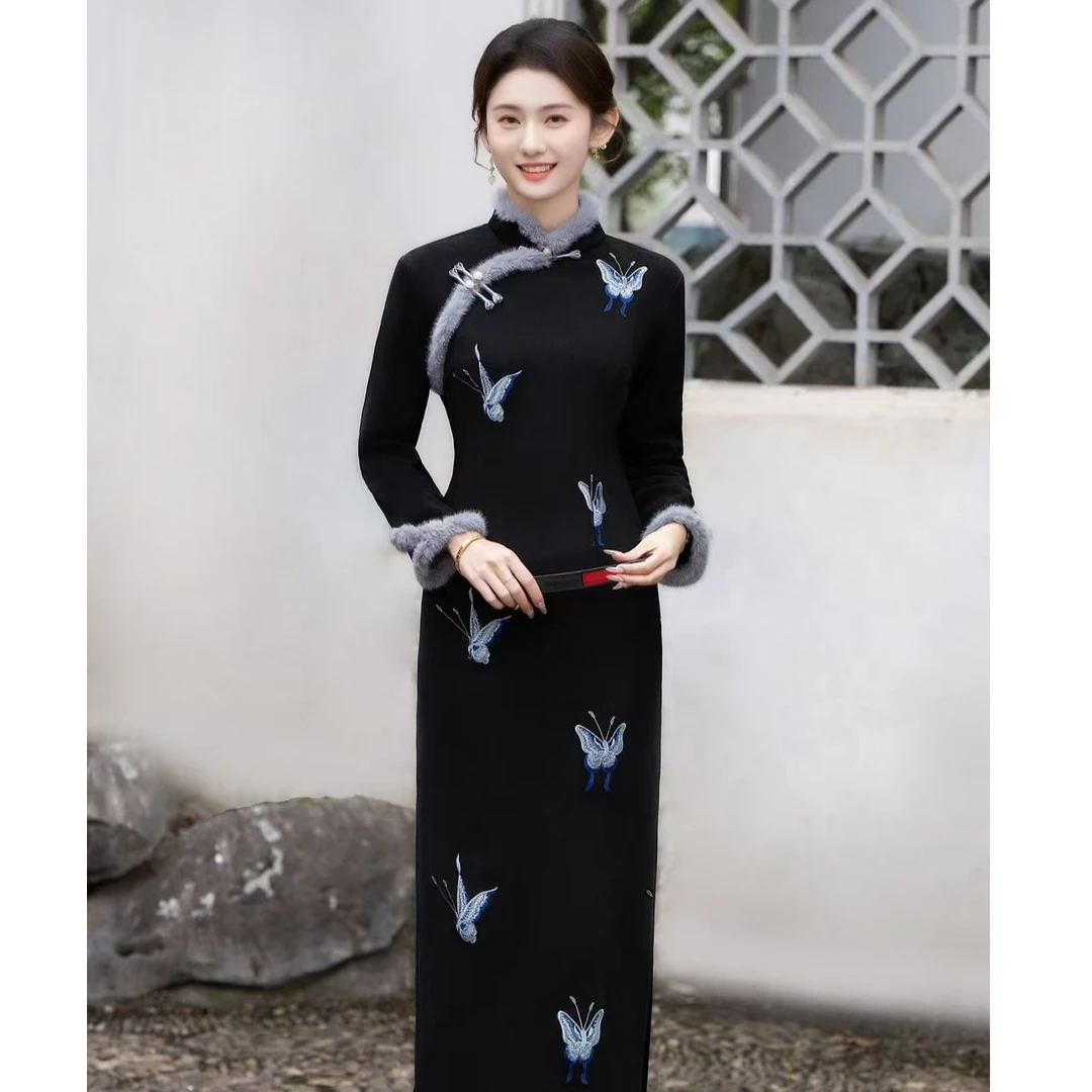 【青青子衿】秋冬款中国风传统款微胖女生小个子旗袍女款新中式旗袍