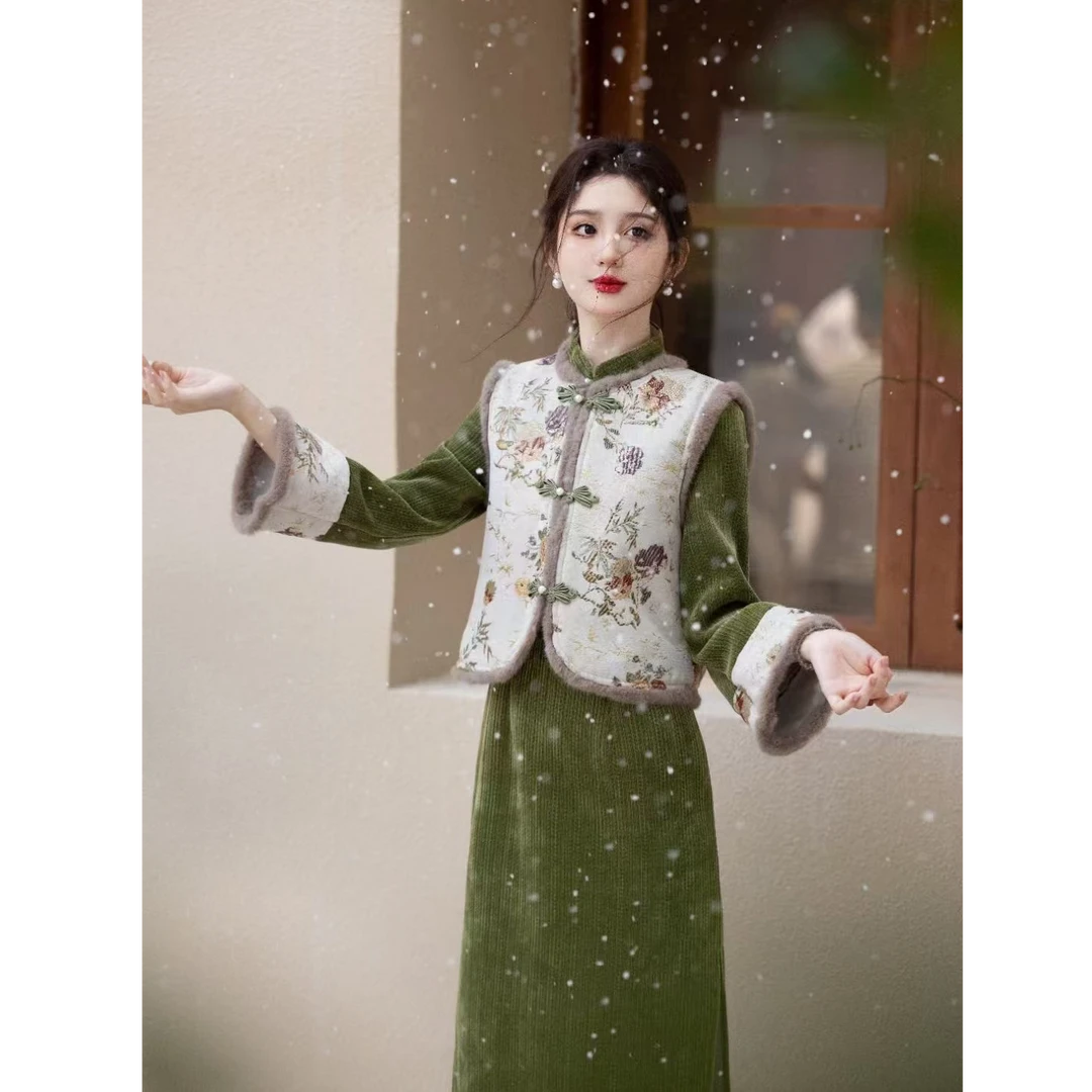 苏故里【汀花细语】中国风秋冬款小个子气质传统款微胖新中式旗袍