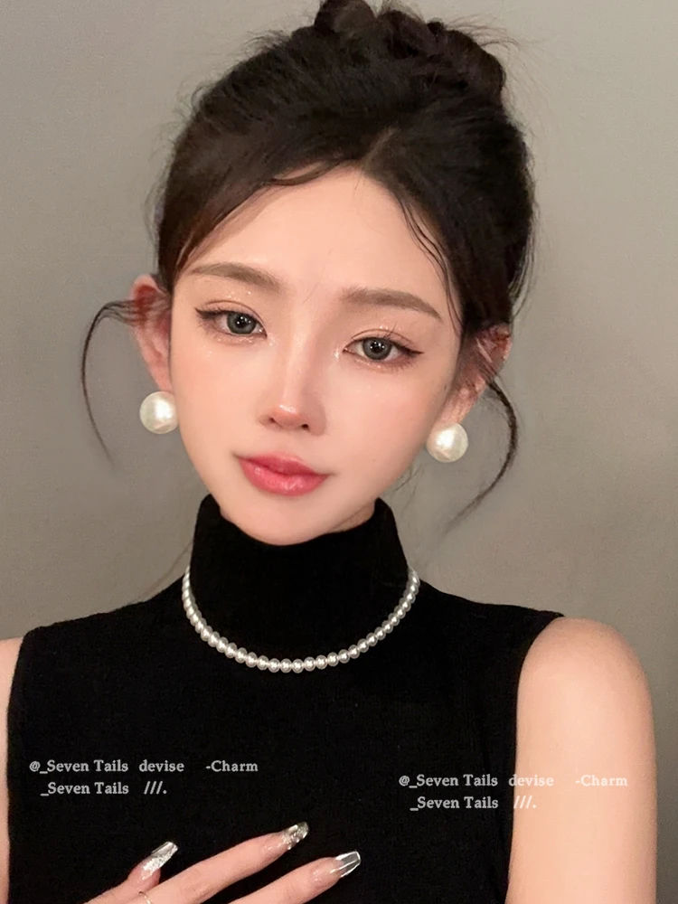 铜合金耳饰 【法式赫本风】法式气质耳钉女高级感耳环赫本 A428