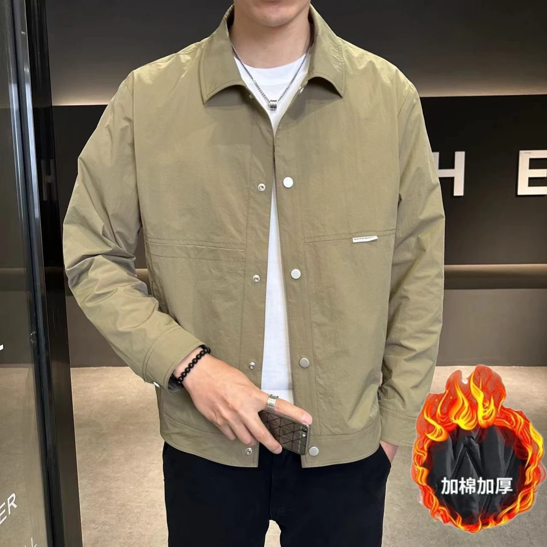 秋冬（棉服）男士衬衣外套品质夹克衬衫领韩版休闲翻领加厚帅气