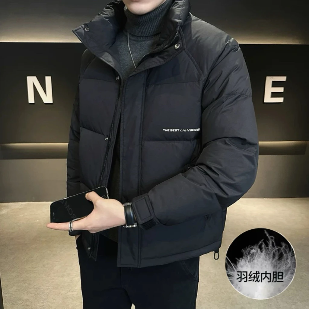 8001时尚新款男士羽绒服短款保暖休闲潮流冬季修身帅气立领
