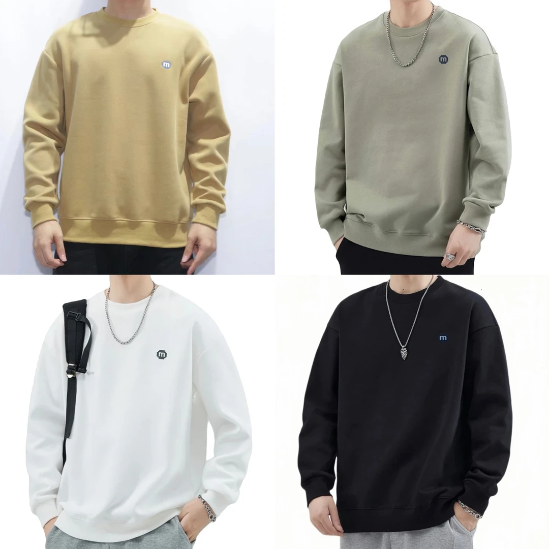 66821-3店秋季新款圆领卫衣男长袖t恤韩版潮上衣服ins字母刺绣