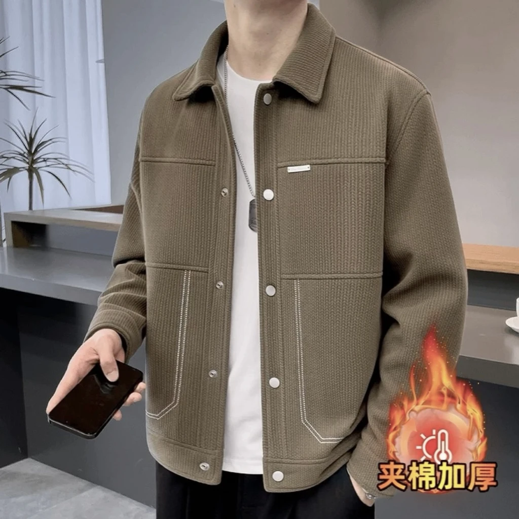 3165男士新款加棉加厚冬季夹克夹棉夹克翻领外套潮流百搭休闲