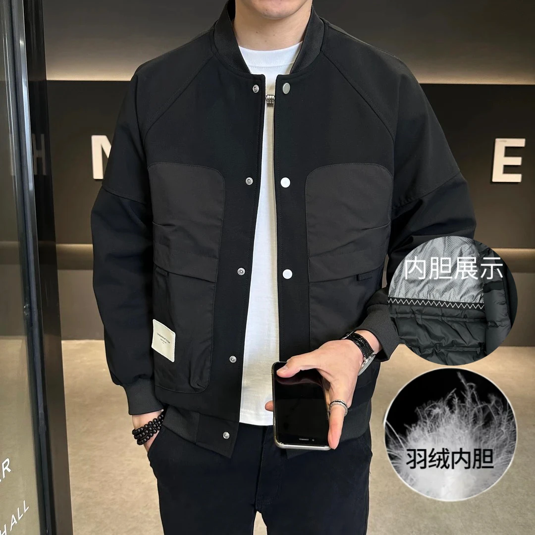 男士棒球领显瘦冬季升级版加厚休闲帅气短款保暖外套百搭523-2