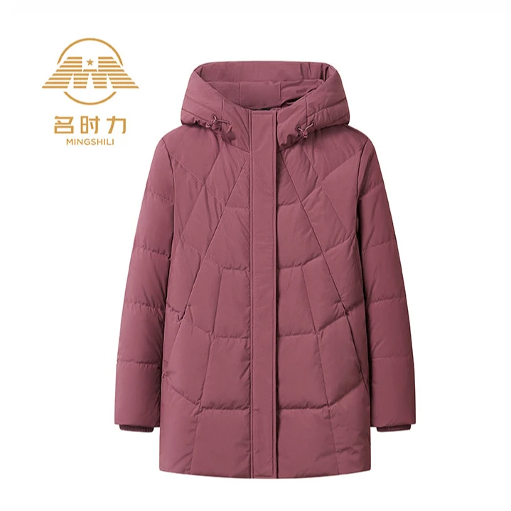 女款冬季新品加厚【简约大气设计感】连帽中长款外套羽绒服 K8261