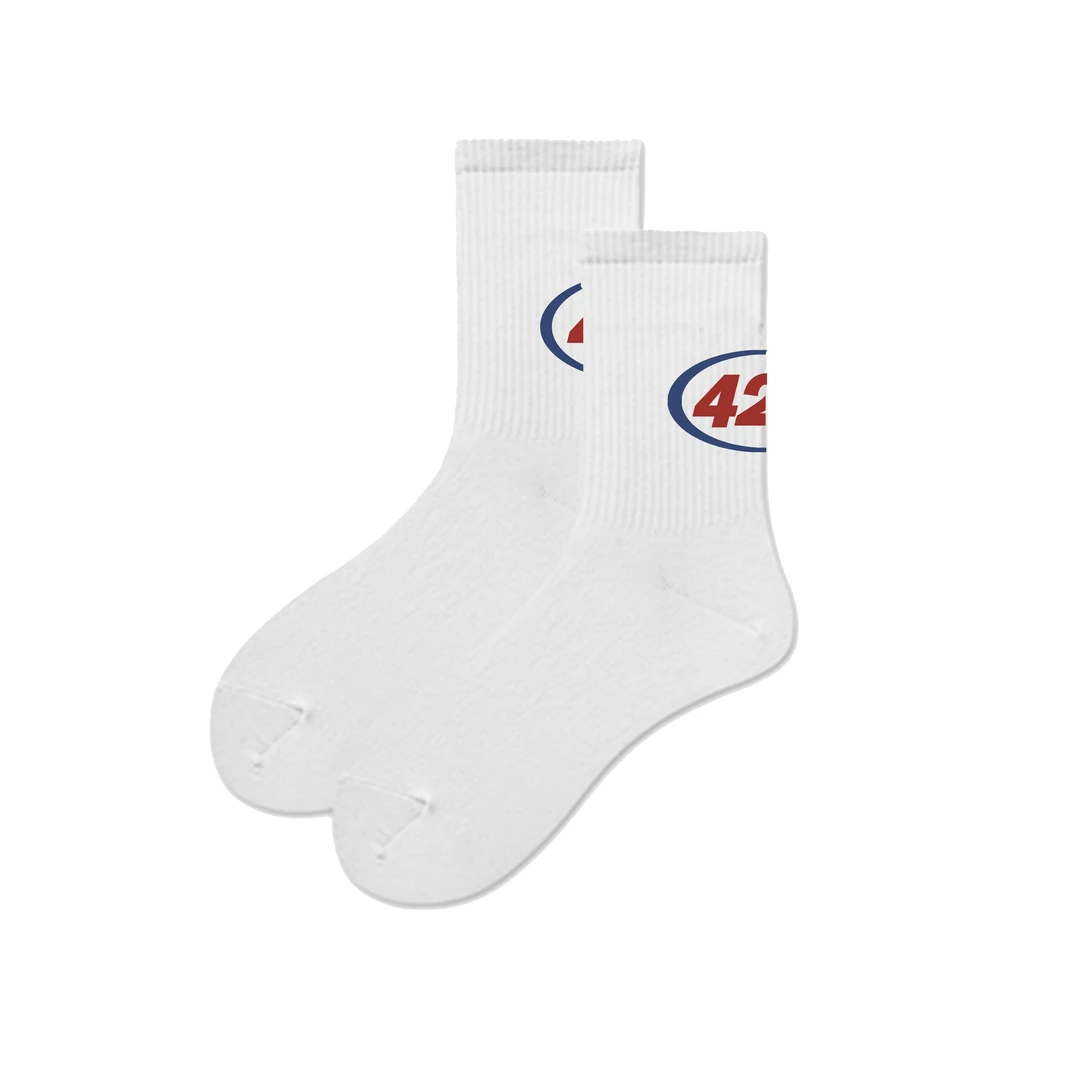 F426国潮牌配饰袜子秋冬情侣运动休闲中筒袜白色男女同款袜子2770