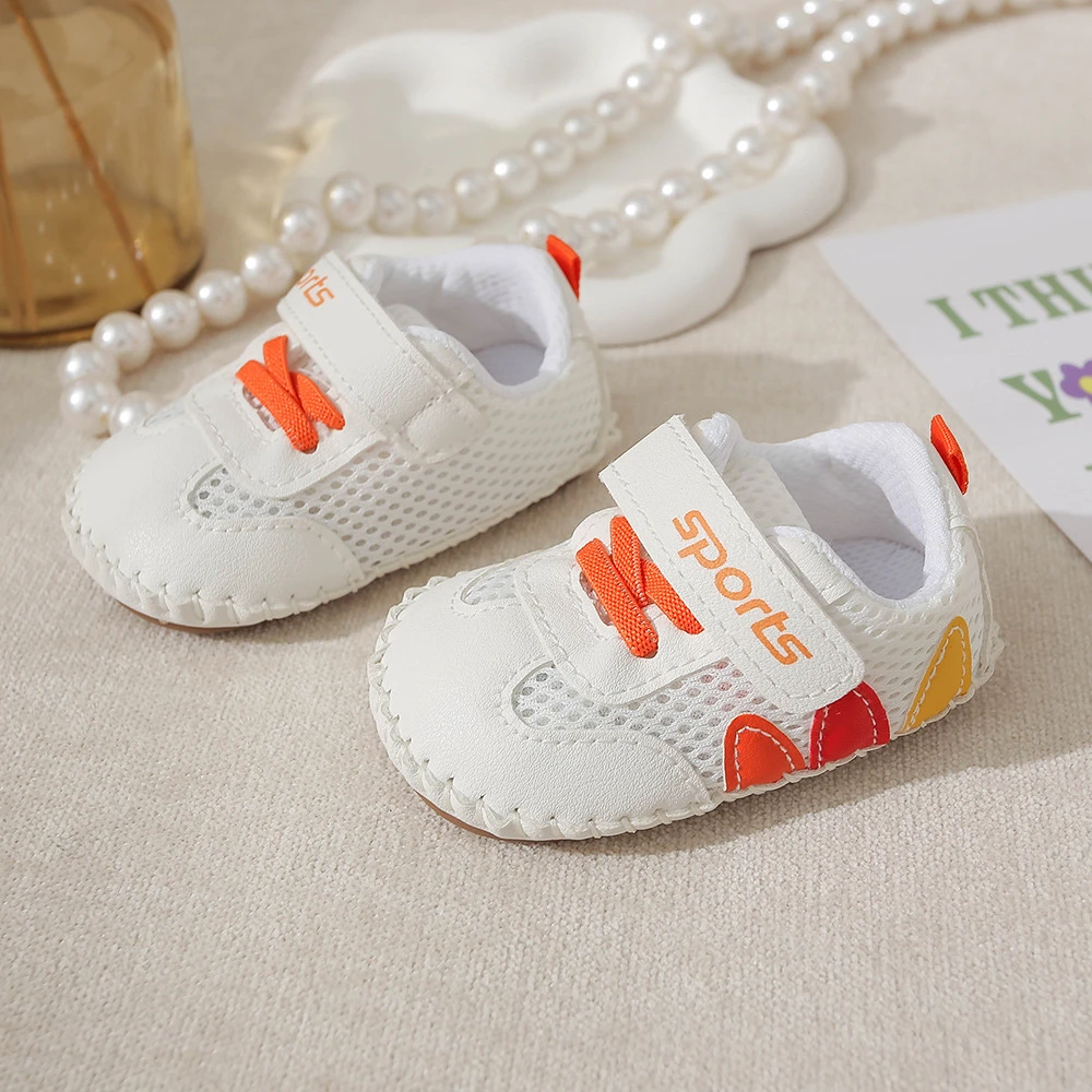春夏季婴幼儿3-6-9-12个月男女女童网面透气防滑不掉跟软底学步鞋