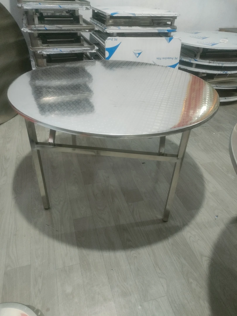 1.2米无磁不锈钢圆桌(实测1.18米连体内折叠款)