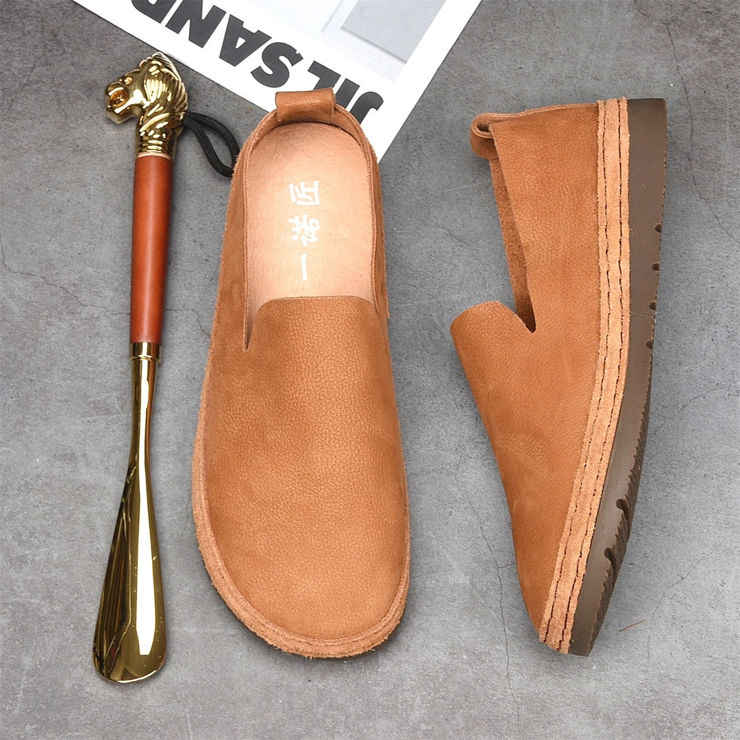 真皮豆豆鞋男透气休闲一脚蹬男鞋轻便软底牛皮驾车鞋潮流懒人皮鞋