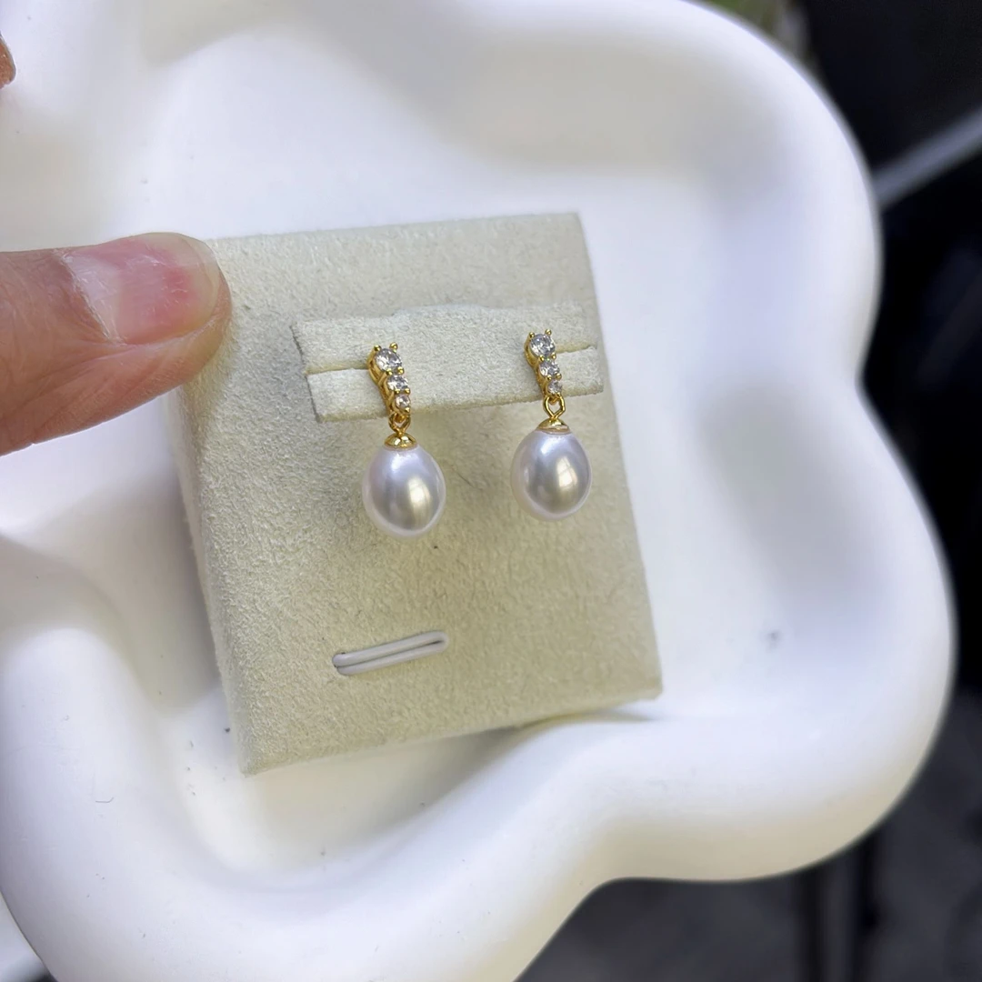 【三生三世】强光淡水珍珠水滴款耳坠时尚百搭(非基地发货不带证书)