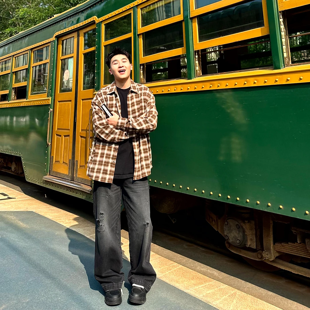 SANBAI 叁佰复古破洞牛仔裤