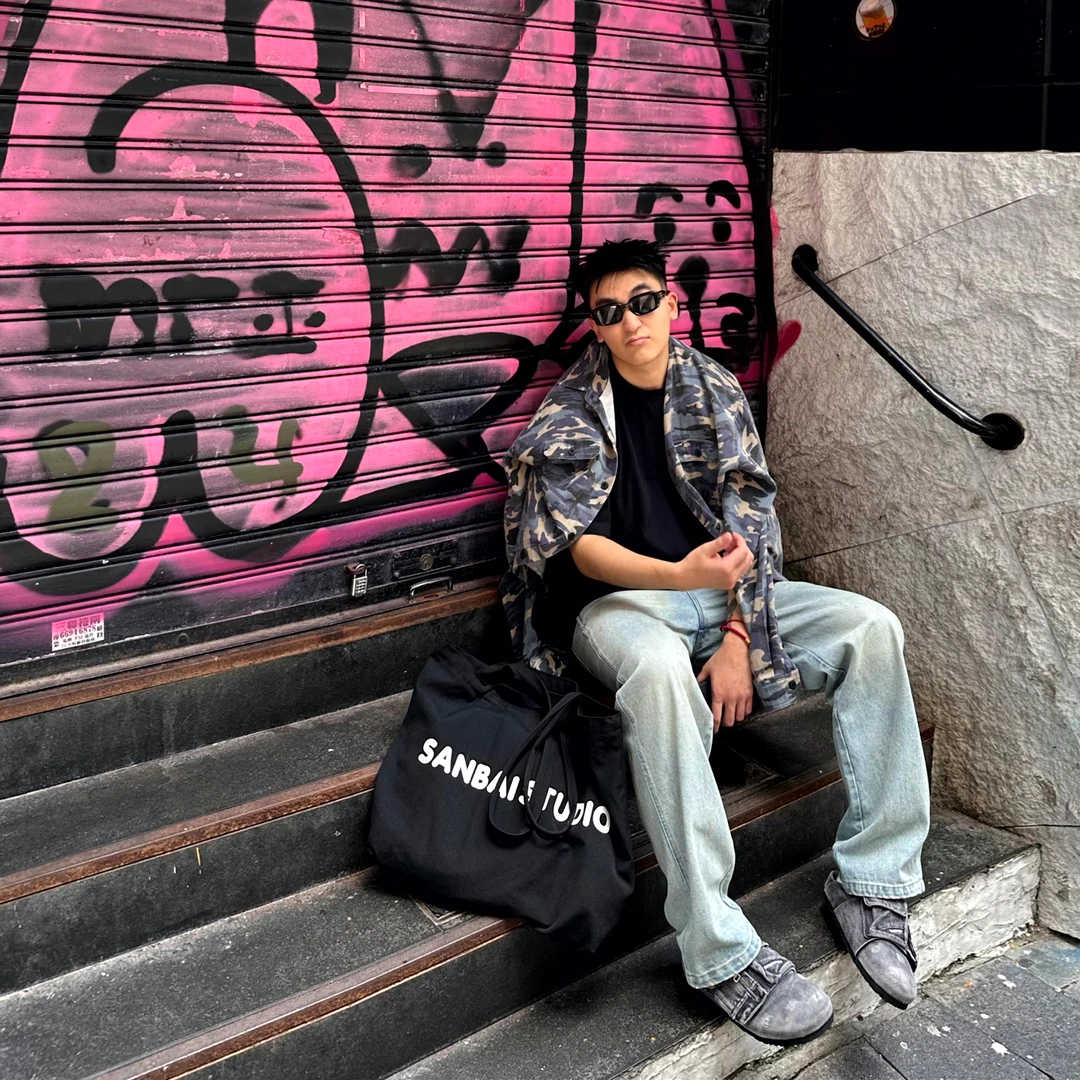 SANBAI 叁佰铁锈做旧牛仔裤