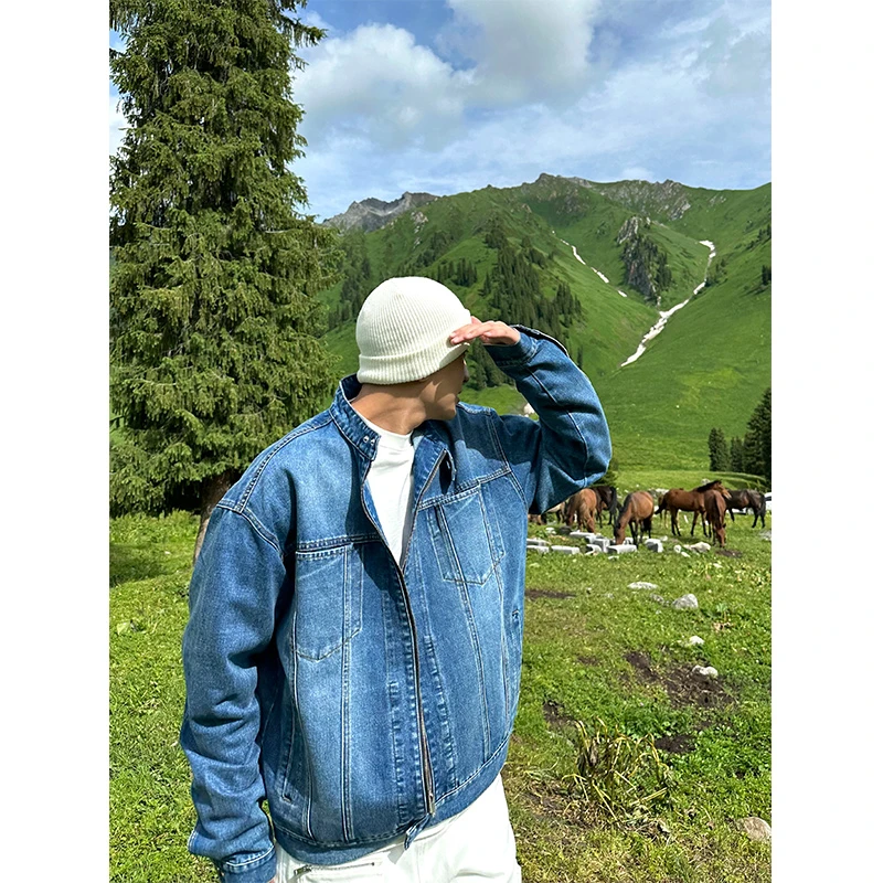 SANBAI 叁佰水洗蓝复古立领牛仔夹克