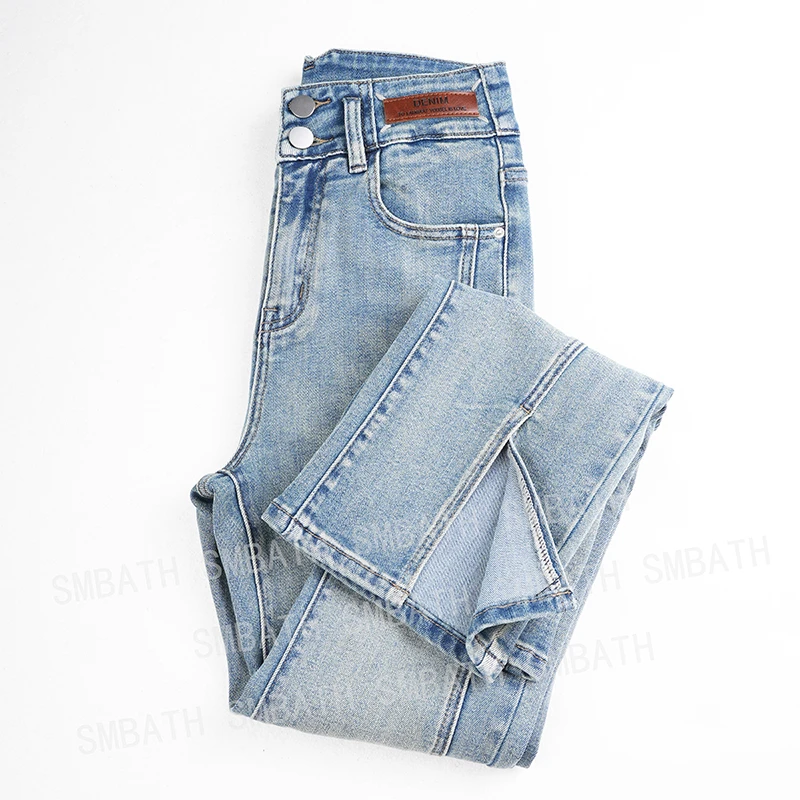 SMBATH牛仔裤女秋装2024年新款高腰显瘦小个子马蹄微喇叭子女