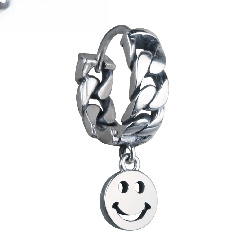 MOKI 925银耳饰 925银笑脸耳环时尚潮流男女