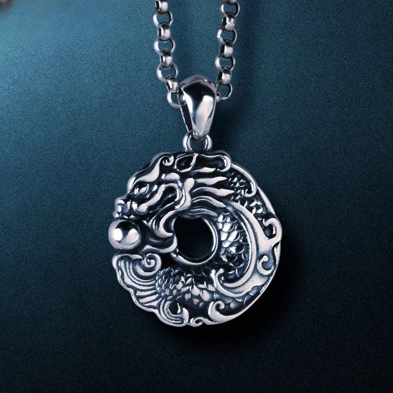 MOKI 吊坠925银 925银项链国风龙