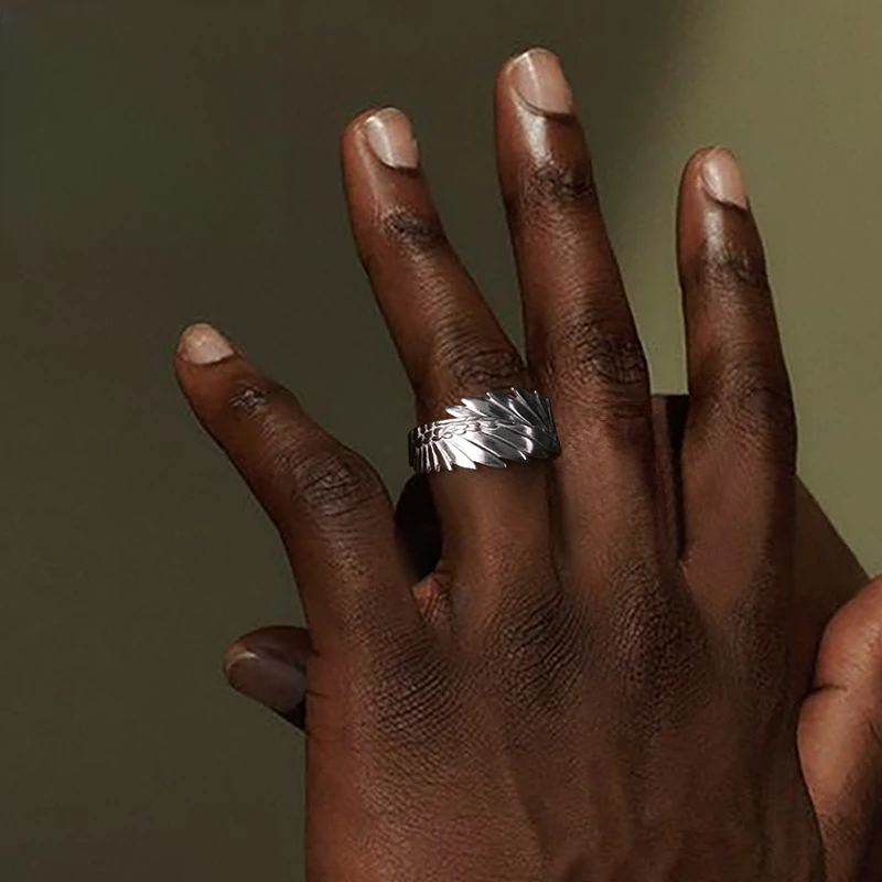 MOKI 925银戒指 自律戒指男女情侣自律纯银翅膀饰品INS原创设