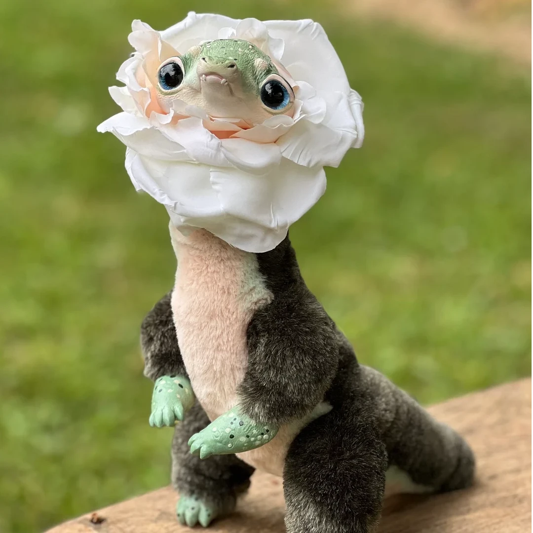 水星的礼物 害羞花花鳄 俄罗斯艺术家手作 幻想生物 全身可动玩偶
