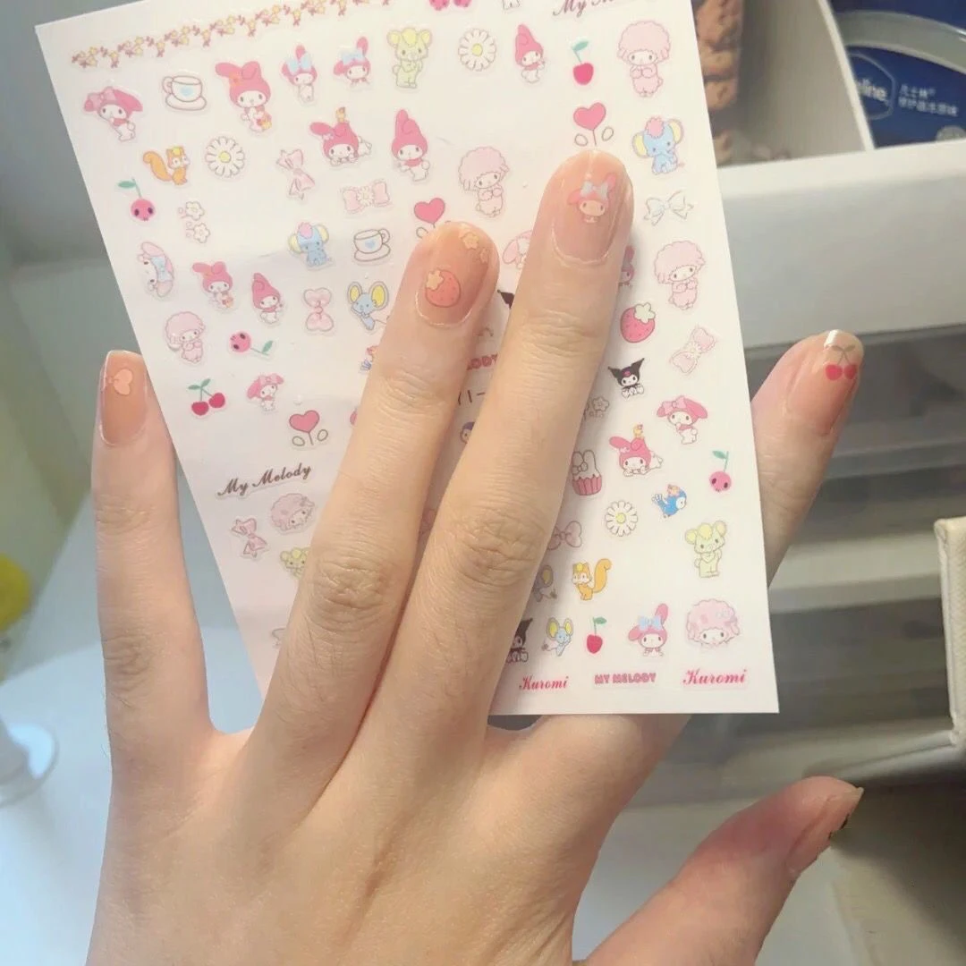 美乐蒂美甲贴纸日系Kitty猫库洛米持久防水卡通学生指甲油贴花