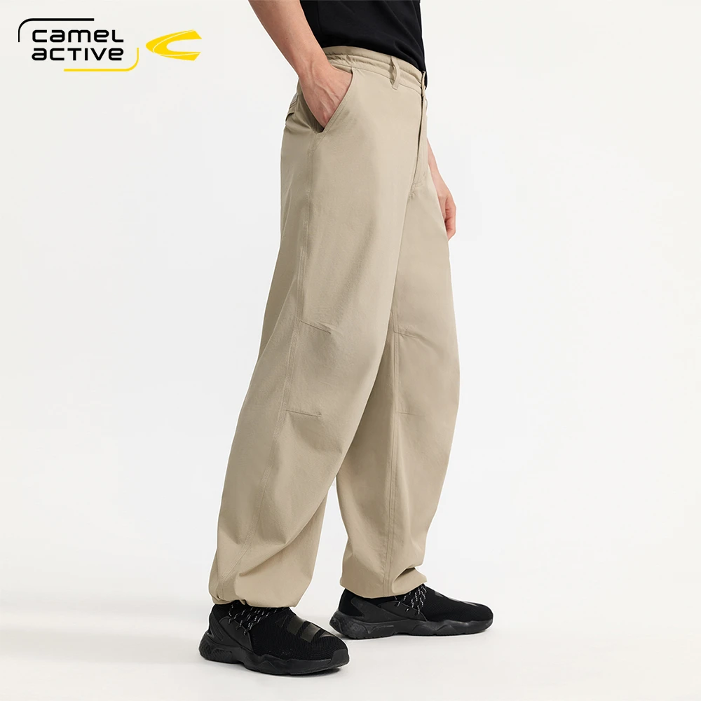 德国骆驼动感男装夏新款户外休闲抽绳束腰高弹宽松休闲工装裤